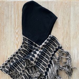 Psylo Tribal Hoodie Scarf in black and tan
